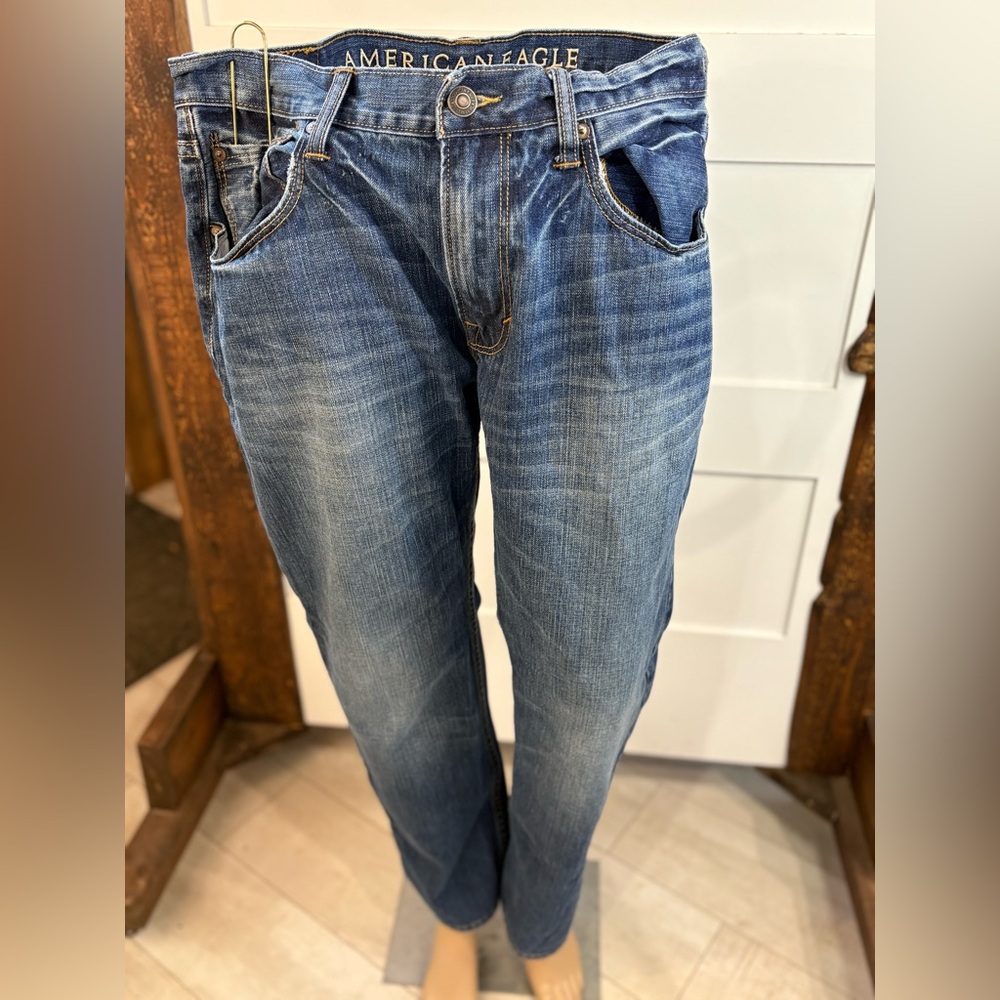 American Eagle Women’s Slim Straight Jeans Blue 34x30 100% Cotton Denim